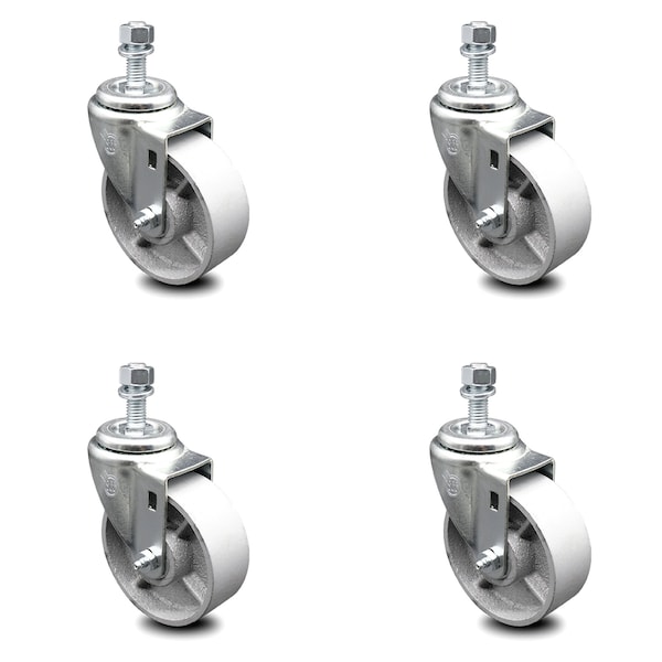 4 Inch Semi Steel Wheel Swivel 1/2 Inch Threaded Stem Caster Set